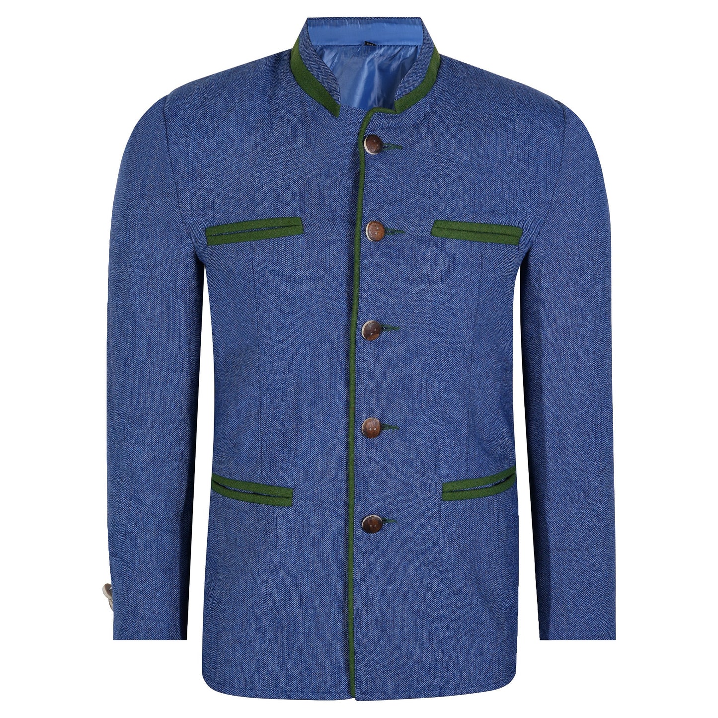 Blue Tweed Germen Bavarian Trachten Jacket Front