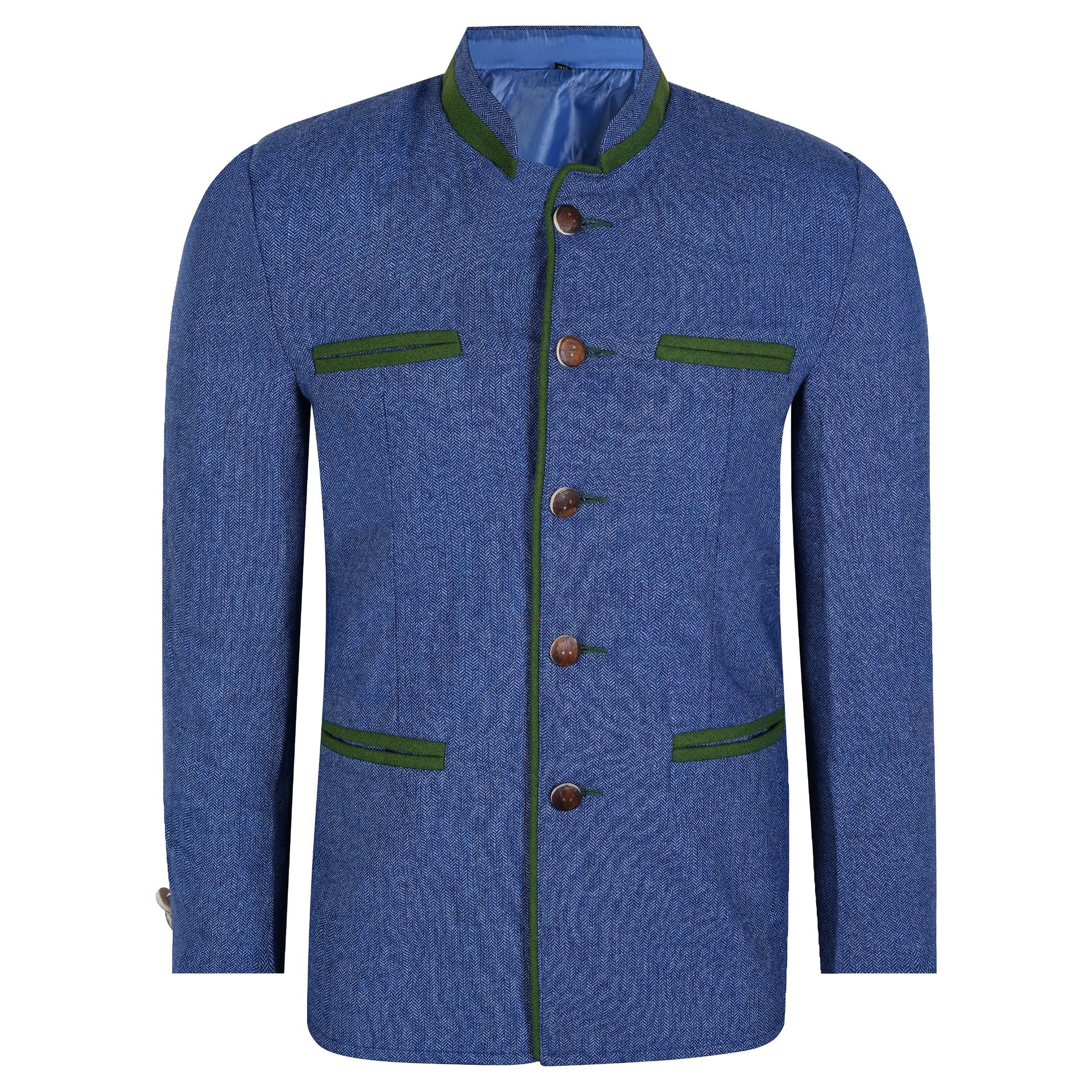 Blue Tweed Germen Bavarian Trachten Jacket Front