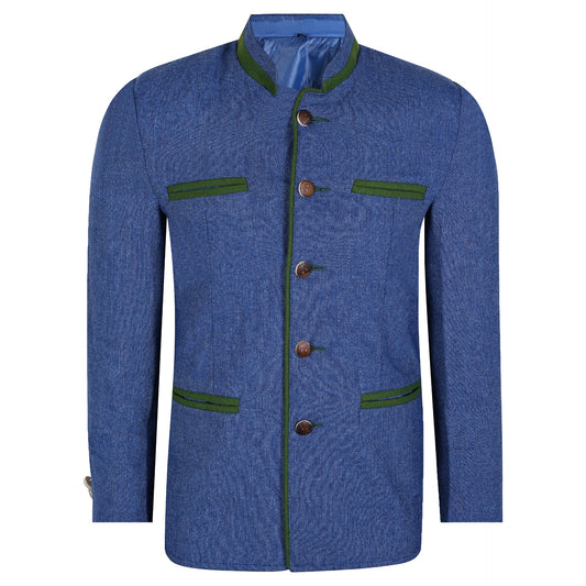 Blue Tweed Germen Bavarian Trachten Jacket Front
