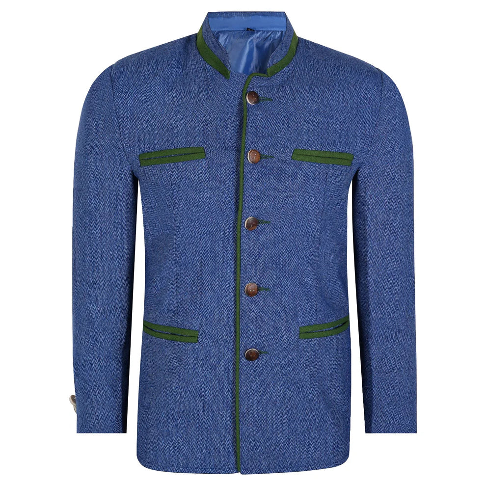 Blue Tweed German Bavarian Trachten Jacket