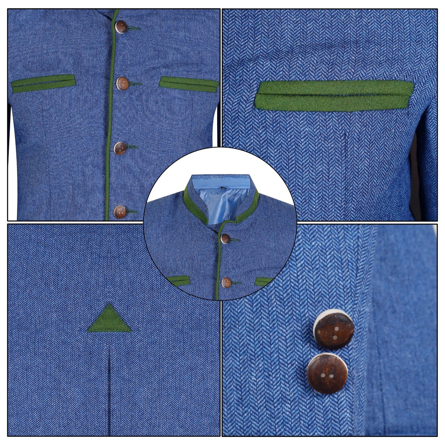Blue Tweed Germen Bavarian Trachten Jacket