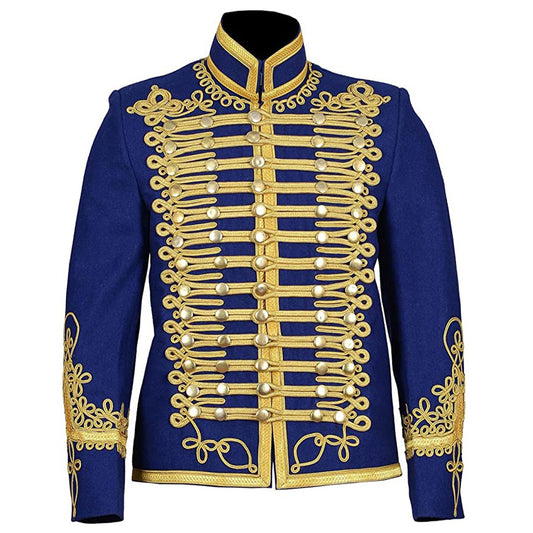 Blue Wool Hussar Doublet Jacket with Gold Braid