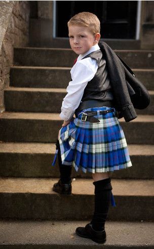 Blue and White Tartan Kilt Left 