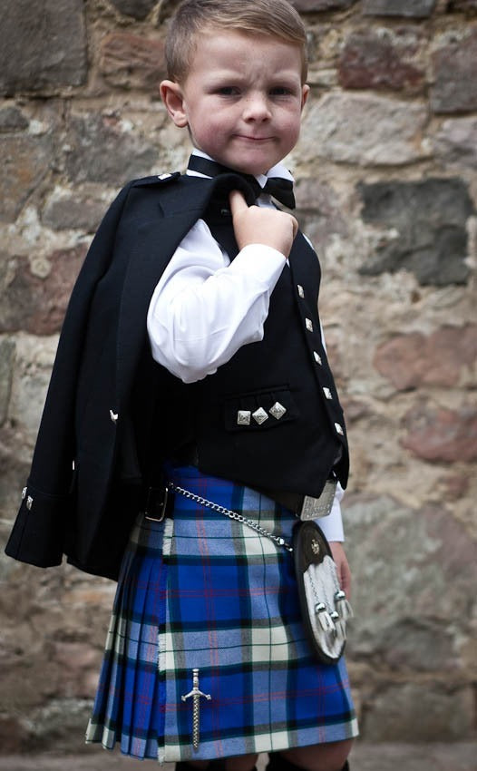 Blue and White Tartan Kilt Right
