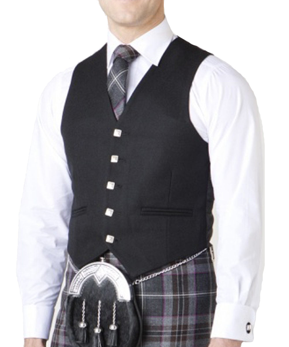 Bluish Grey Argyll Jacket and Vest Broad Check Estash Fabric Side