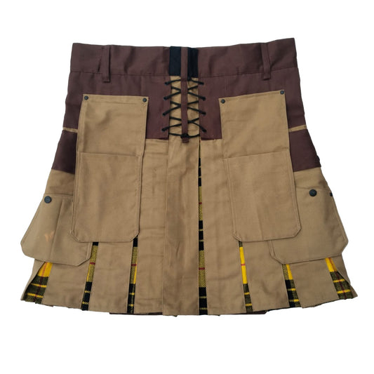 Brown and Khaki Fashion Hybrid Utility Kilt