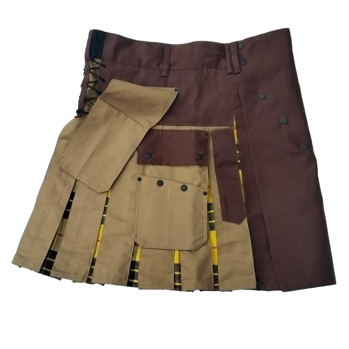Brown and Khaki Fashion Hybrid Utility Kilt Right