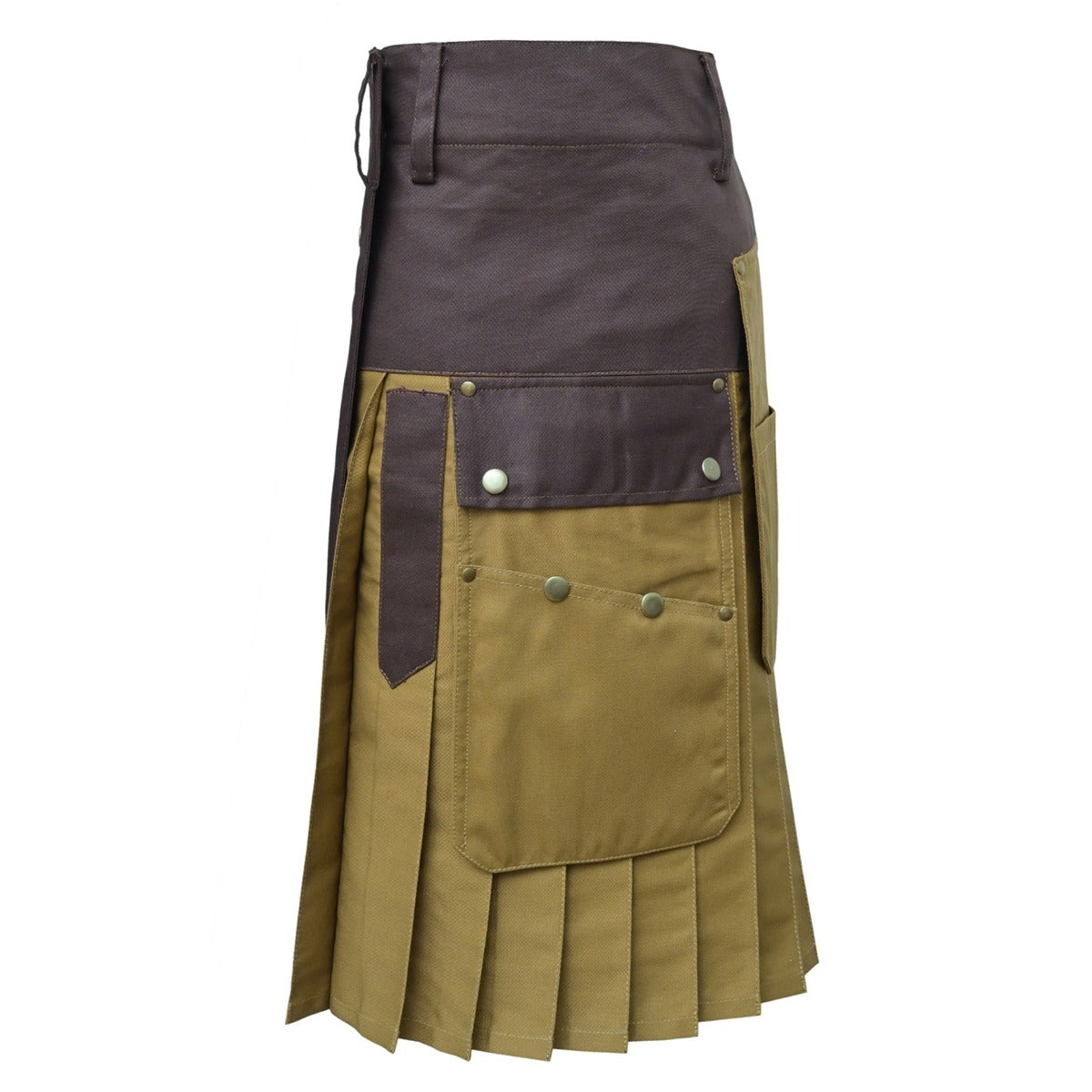 Brown and Khaki Utility Kilt Left