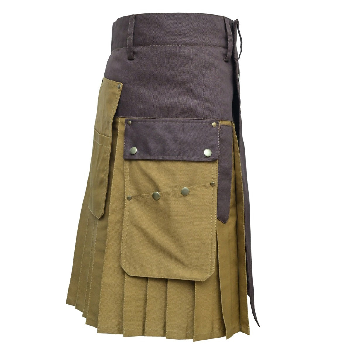 Brown and Khaki Utility Kilt Right
