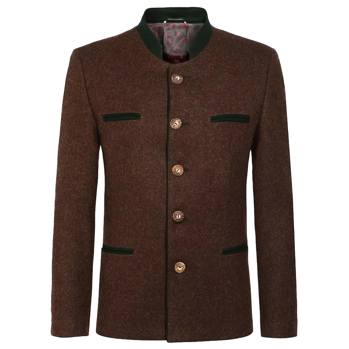 Brown German Bavarian Tyrol Loden Trachten Jacket Front