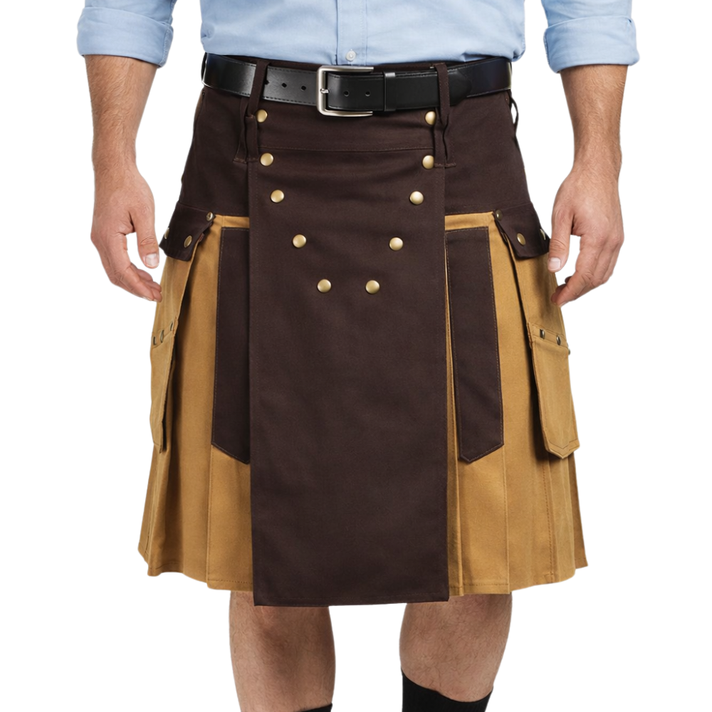 Brown and Khaki Utility Kilt