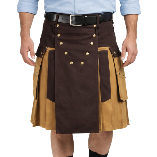 Brown and Khaki Utility Kilt