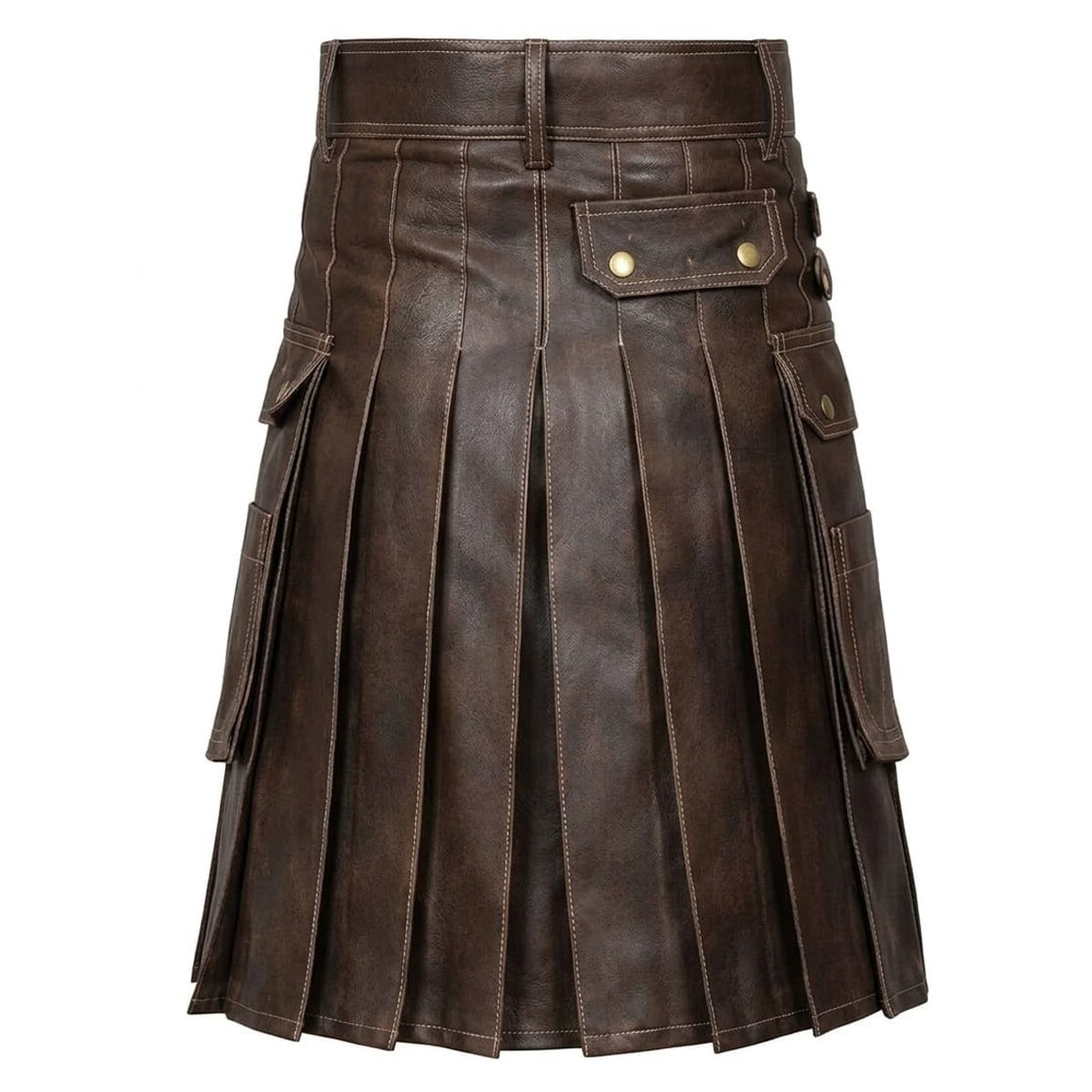 Brown Leather Utility Kilt Back