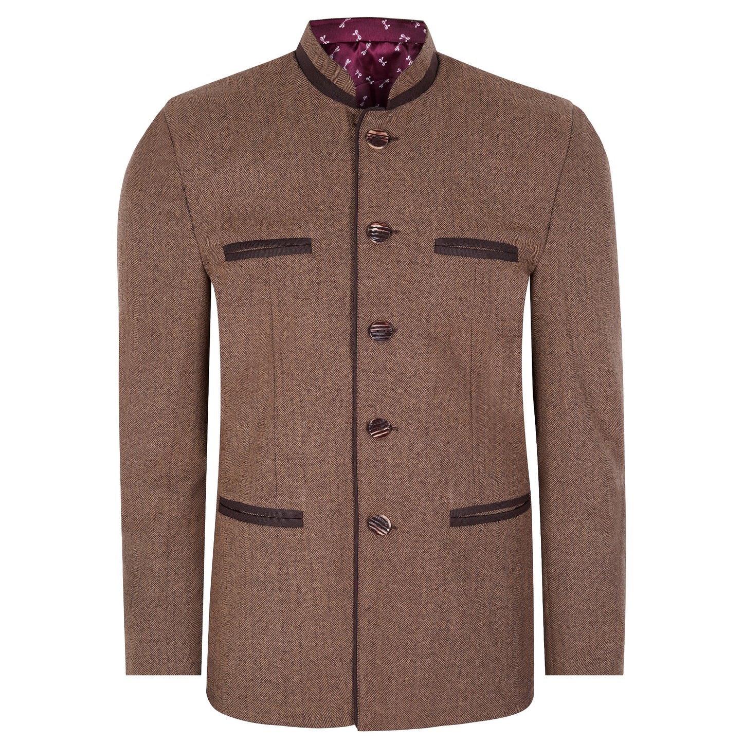 Brown Tweed Germen Bavarian Trachten Jacket Front