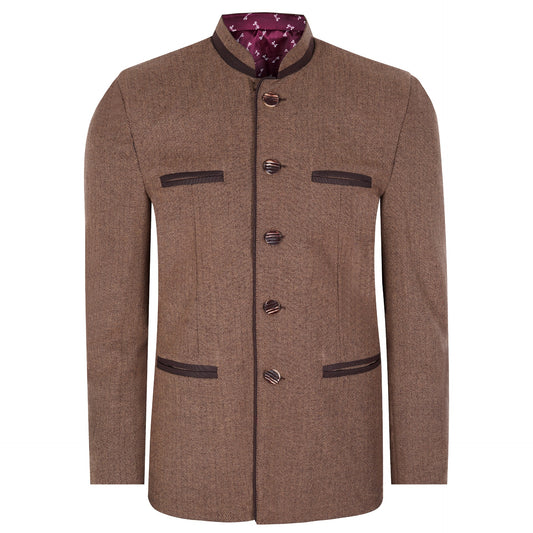 Brown Tweed Germen Bavarian Trachten Jacket Front