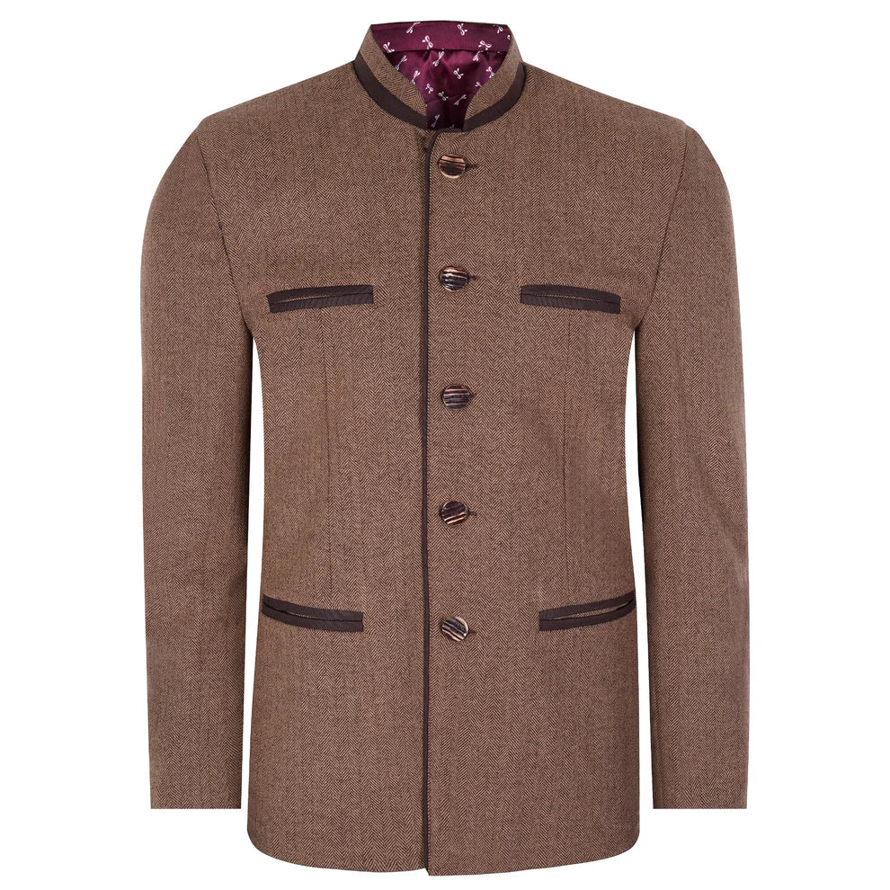 Brown Tweed German Bavarian Trachten Jacket