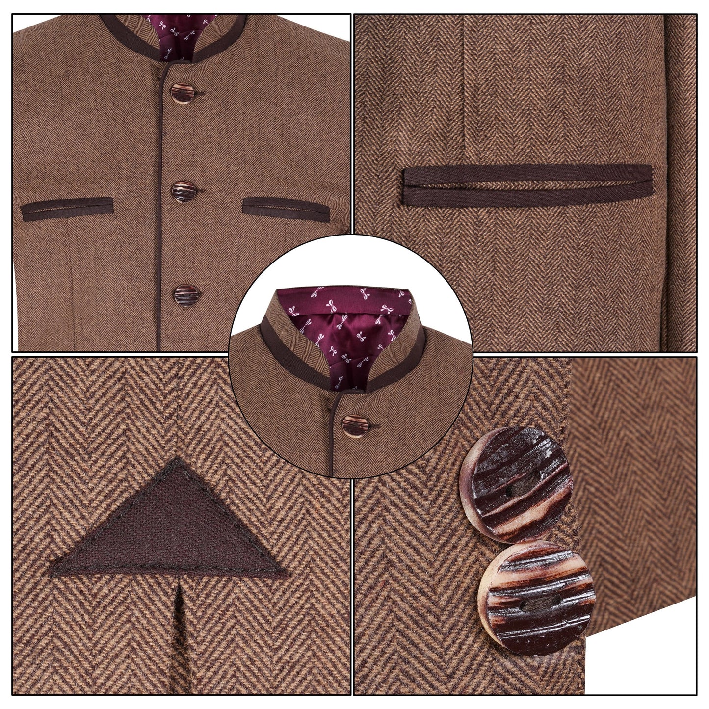 Brown Tweed Germen Bavarian Trachten Jacket