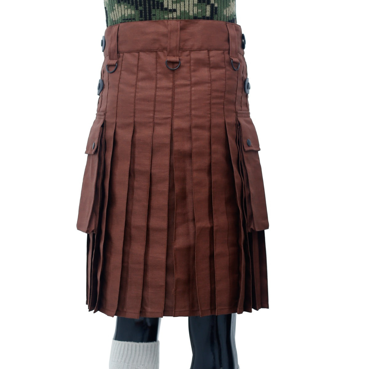 Brown Utility Kilt with Leather Straps Back