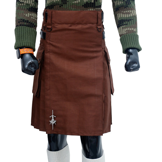 Brown Utility Kilt with Leather Straps