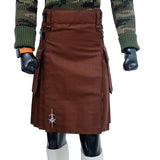Brown Utility Kilt with Leather Straps