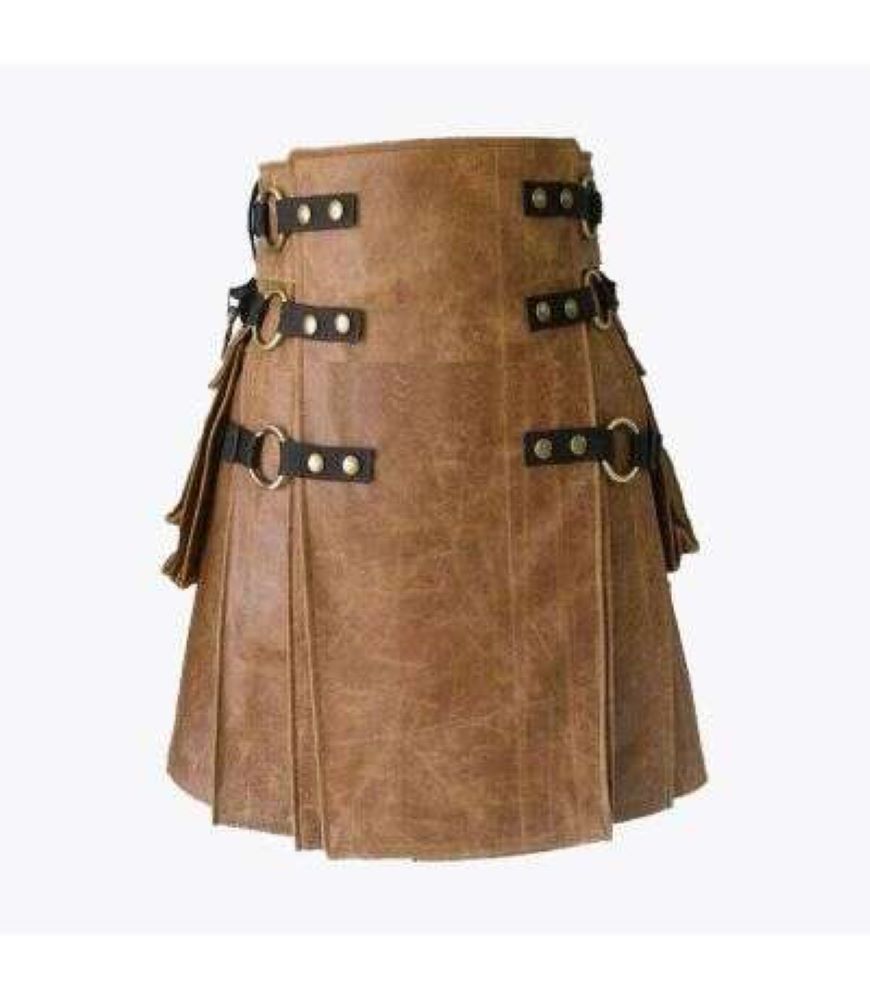 Brown Genuine Leather Kilt