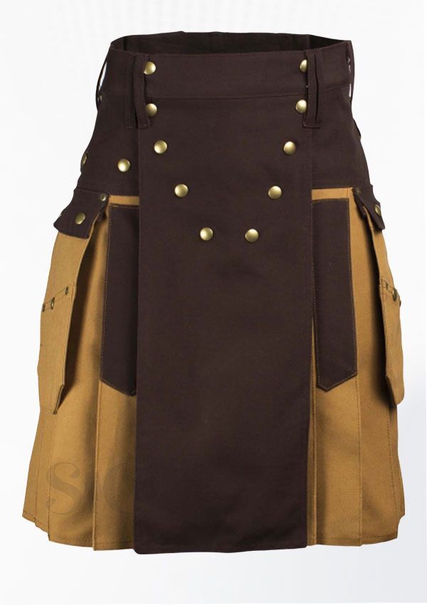 Brown and Khaaki Utiliy Kilt
