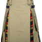 Buchanan Tartan Pleats Khaki Hybrid Kilt