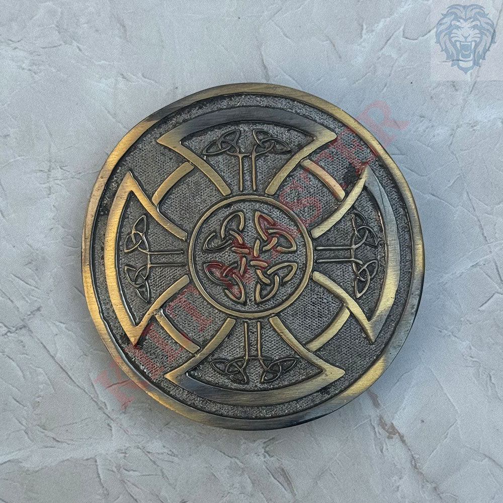 Round Celtic Knot Kilt Belt Buckle Antique- A