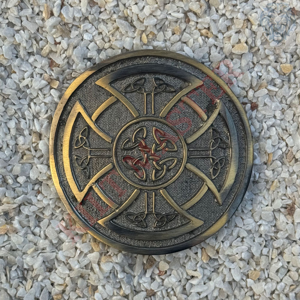 Round Celtic Knot Kilt Belt Buckle Antique- B