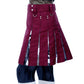 Burgundy and Camouflage Hybrid Kilt Without Pocket