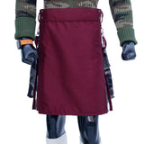 Burgundy and Camouflage Hybrid Kilt