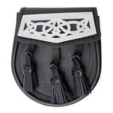 Celtic Chrome Black Leather Sporran