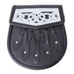 Celtic Chrome Black Leather Sporran with studs Front