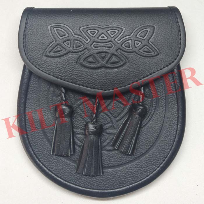 Celtic Knot Embossed Leather Sporran Front