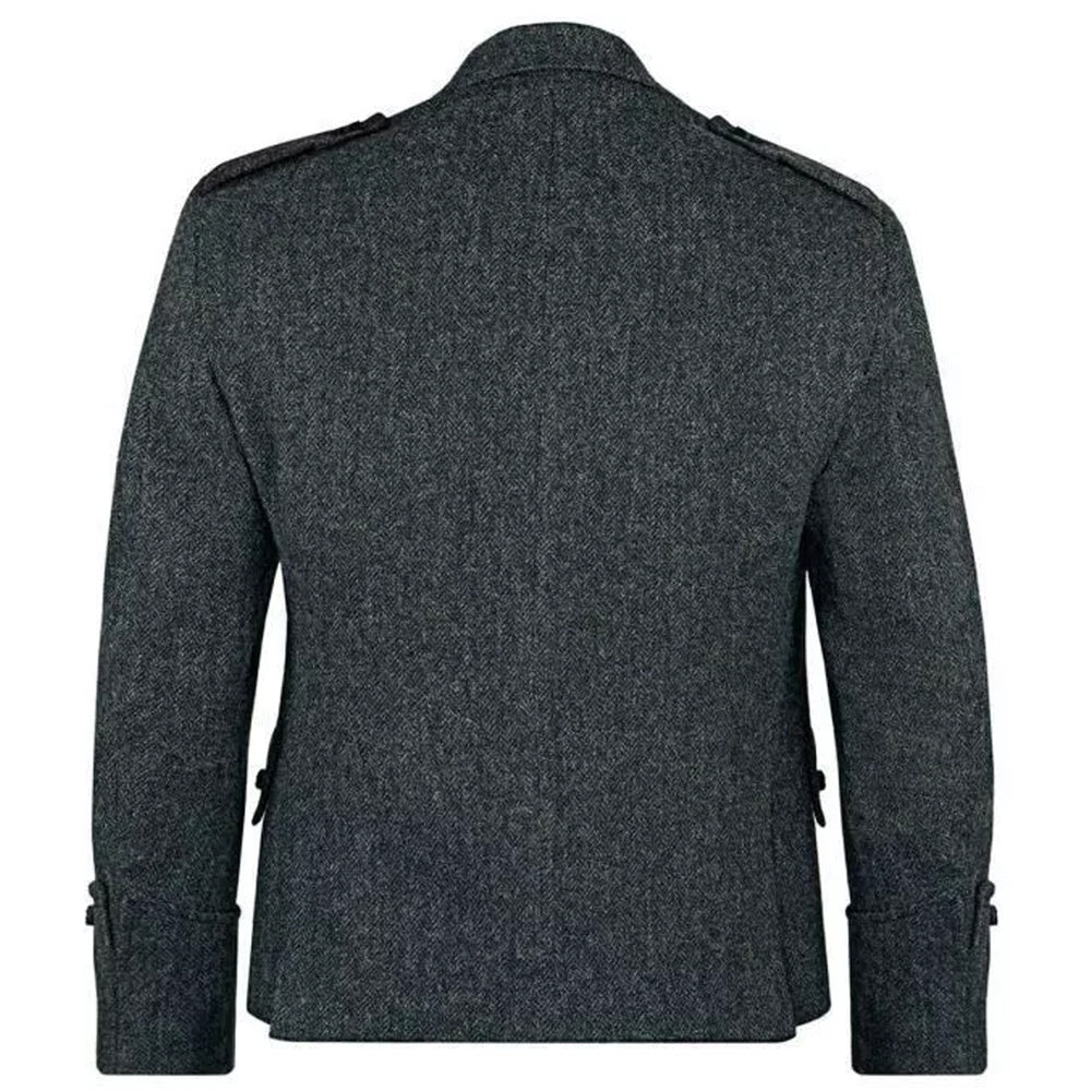 Charcoal Grey Argyll Jacket With Vest Back