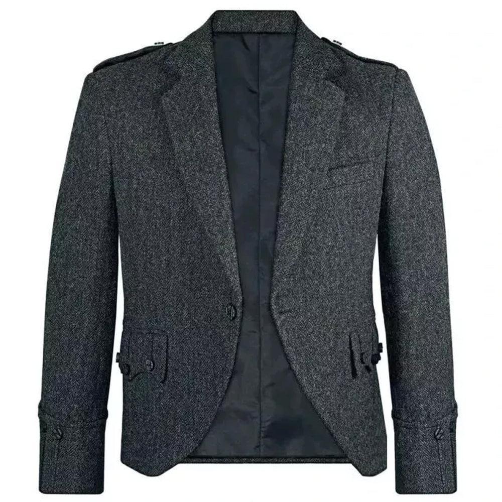 Charcoal Grey Argyll Jacket With Vest Jacket Photo