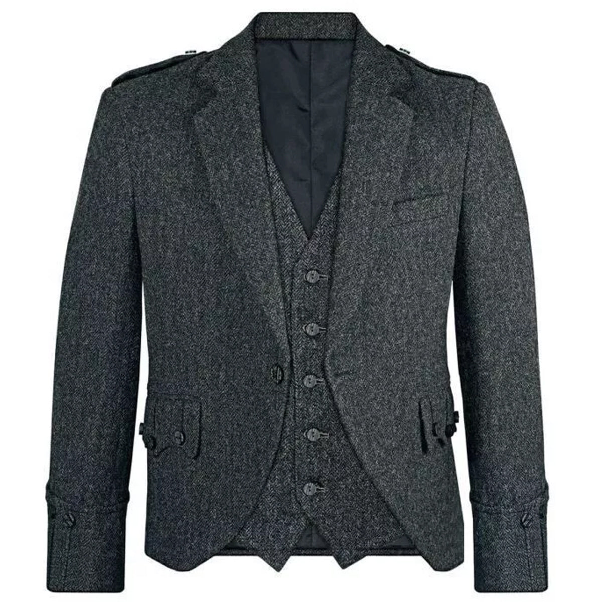 Charcoal Grey Argyll Jacket With Vest 