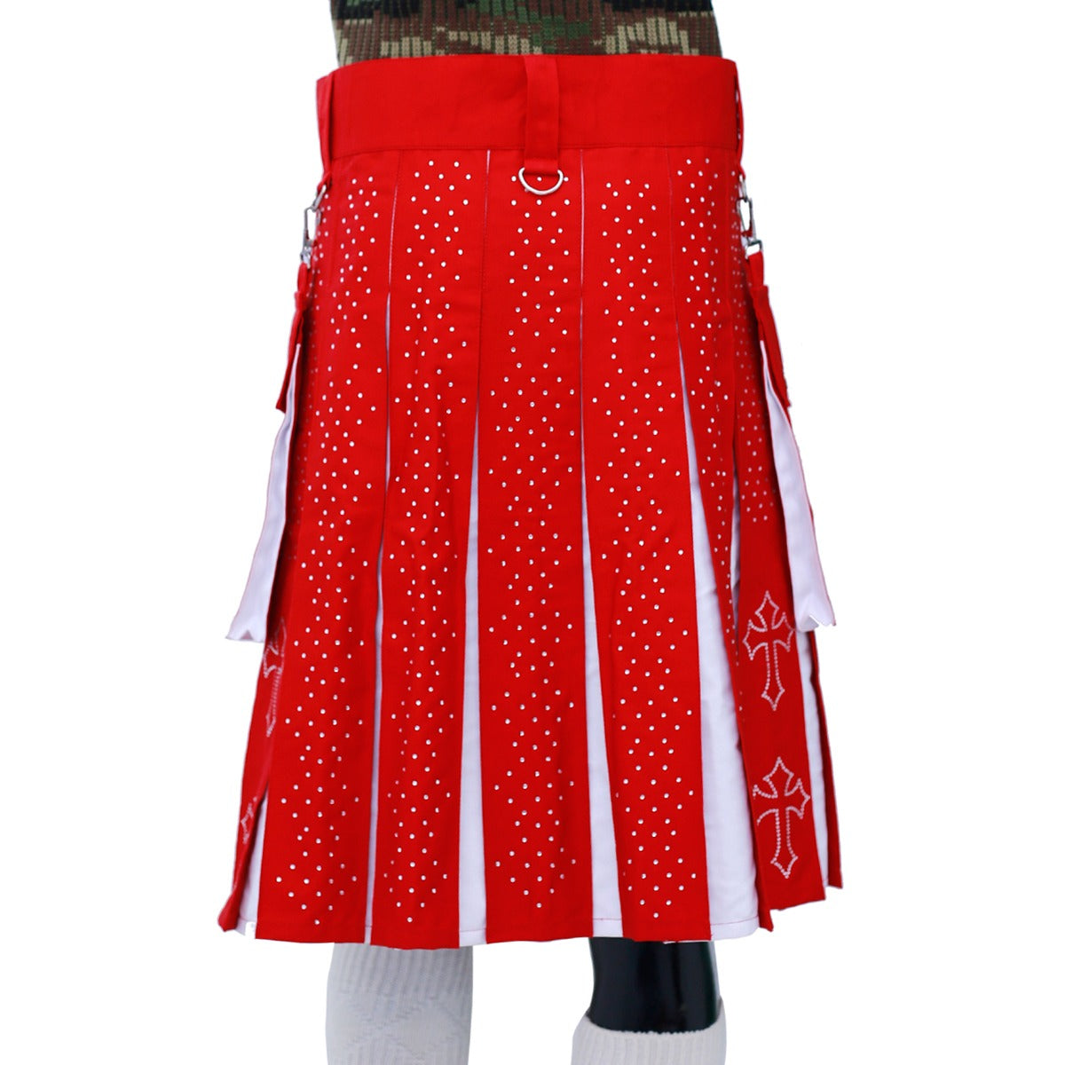 Christmas Utility Kilt with Rhinestone Cross Back