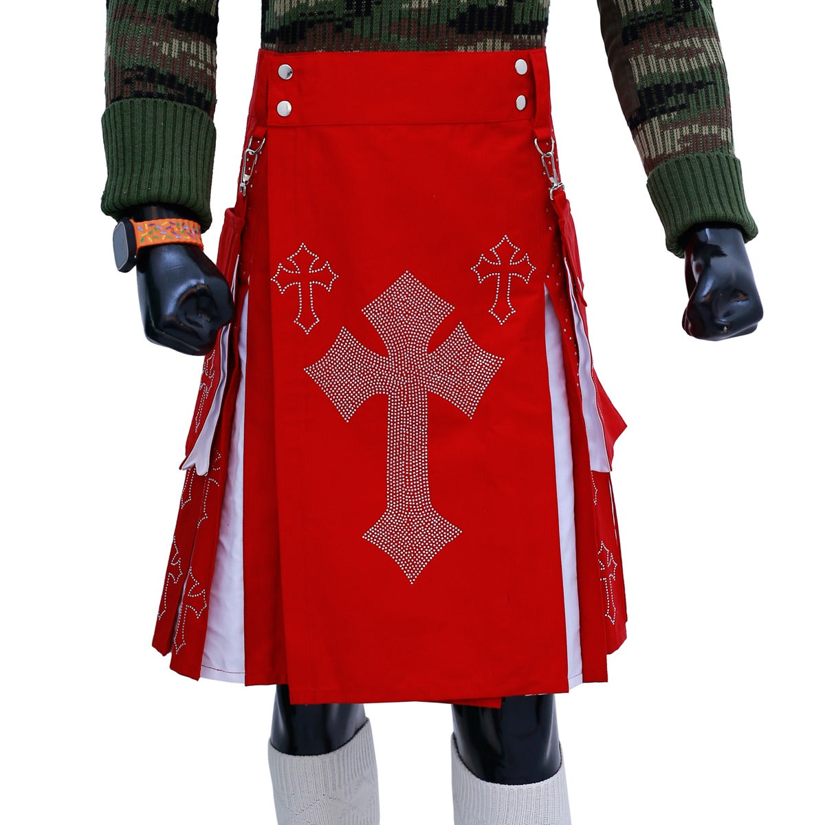 Christmas Utility Kilt with Rhinestone Cross