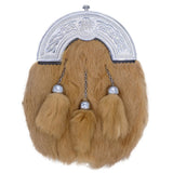 Chrome Cantle Brown Rabbit Fur Sporran