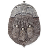 Chrome Head Triple Tassels Grey Rabbit Fur Sporran