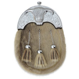 Cow Head Cantle  Original Rabbit Fur Sporran with Three Tassels
