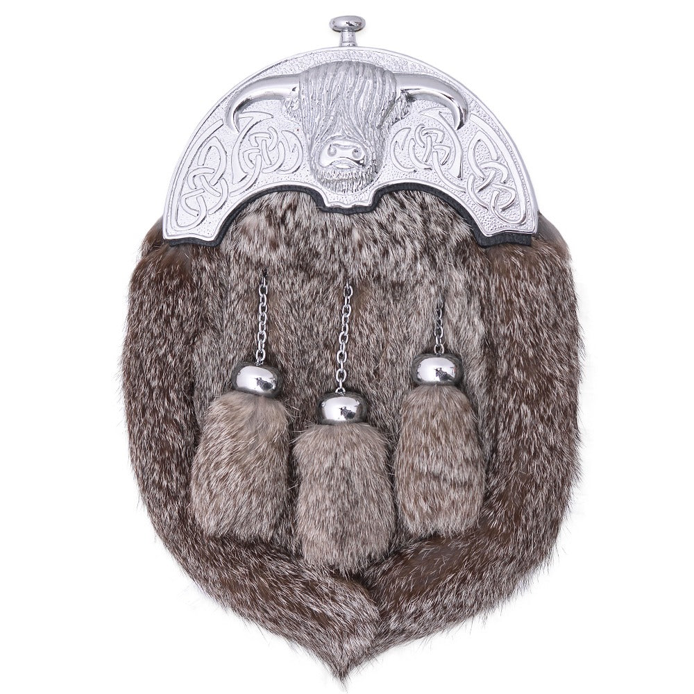 Crest White Rabbit Fur Sporran with Thistle