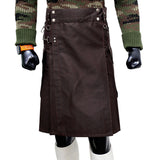 Dark Brown Working Kilt with Round Pocket
