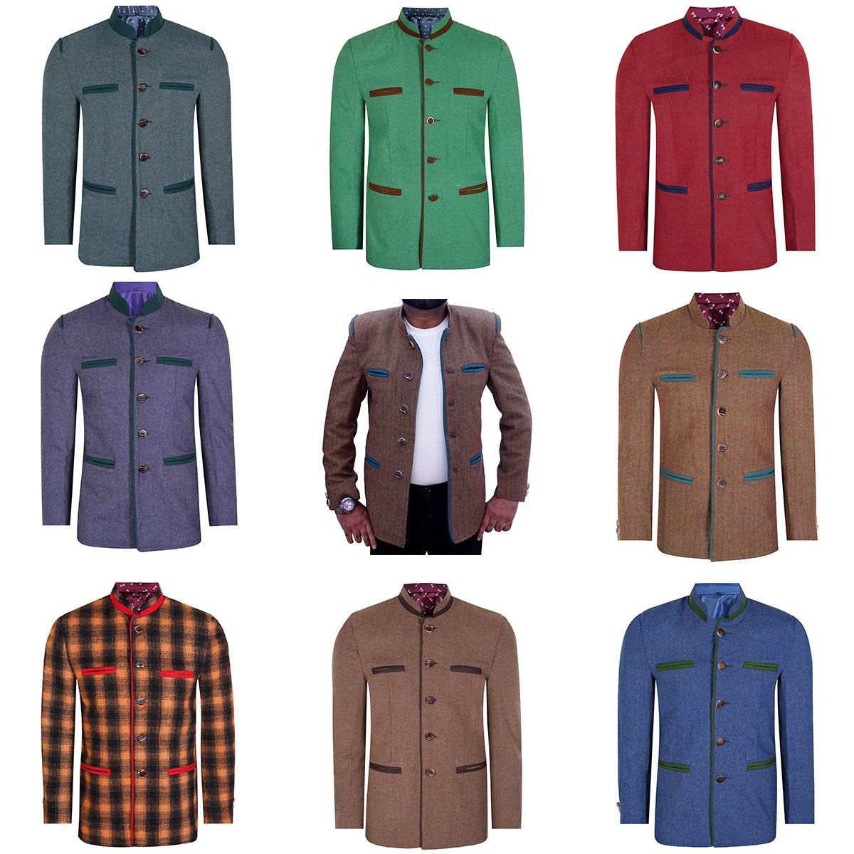 Dark Green Tweed Germen Bavarian Trachten Jacket Display