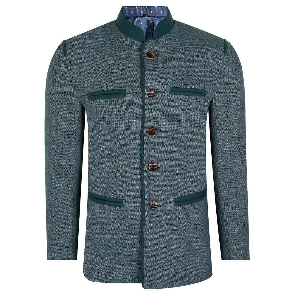 Dark Green Tweed German Bavarian Trachten Jacket