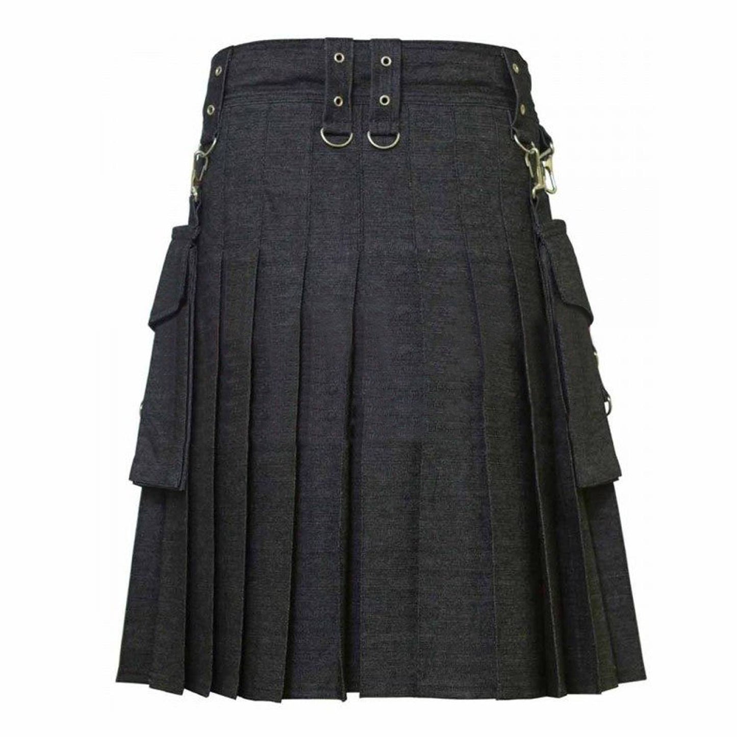 Detachable Pockets Denim Kilt