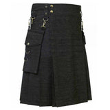 Detachable Pockets Denim Kilt