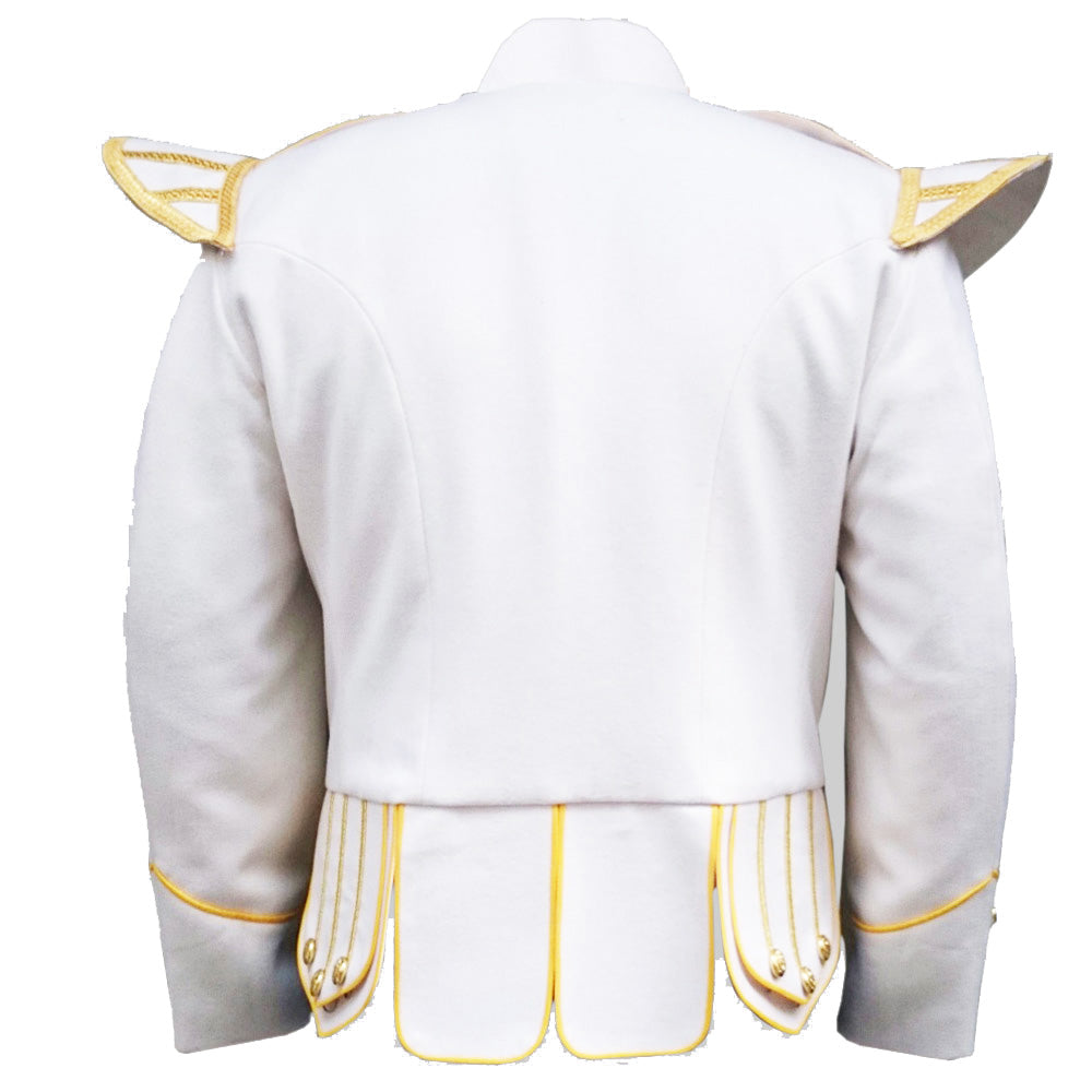 White Bag Pipe Doublet with Golden Trim