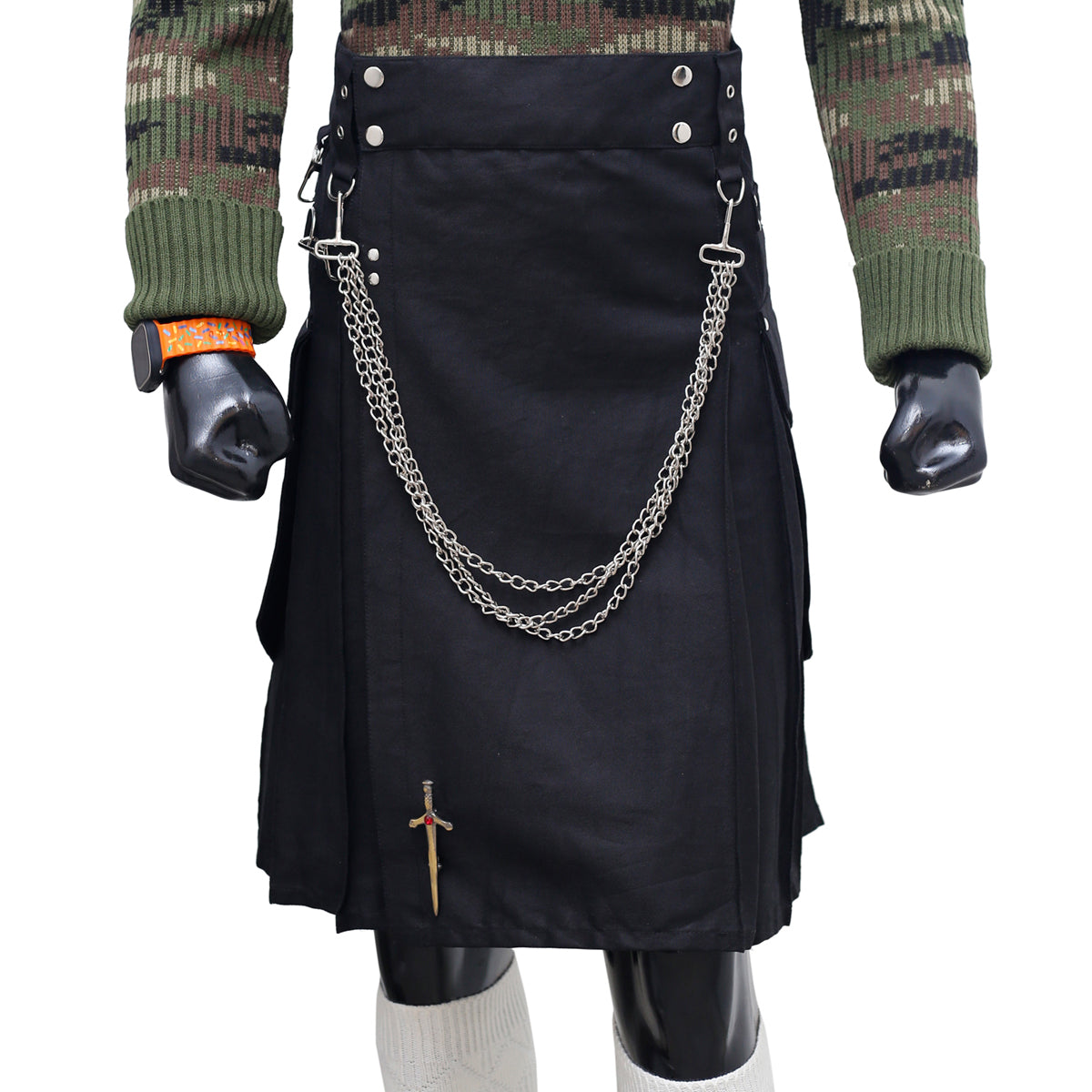 Fashion Black Utility Kilt